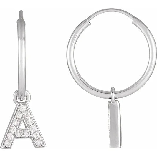 Diamond initial hoop earrings
