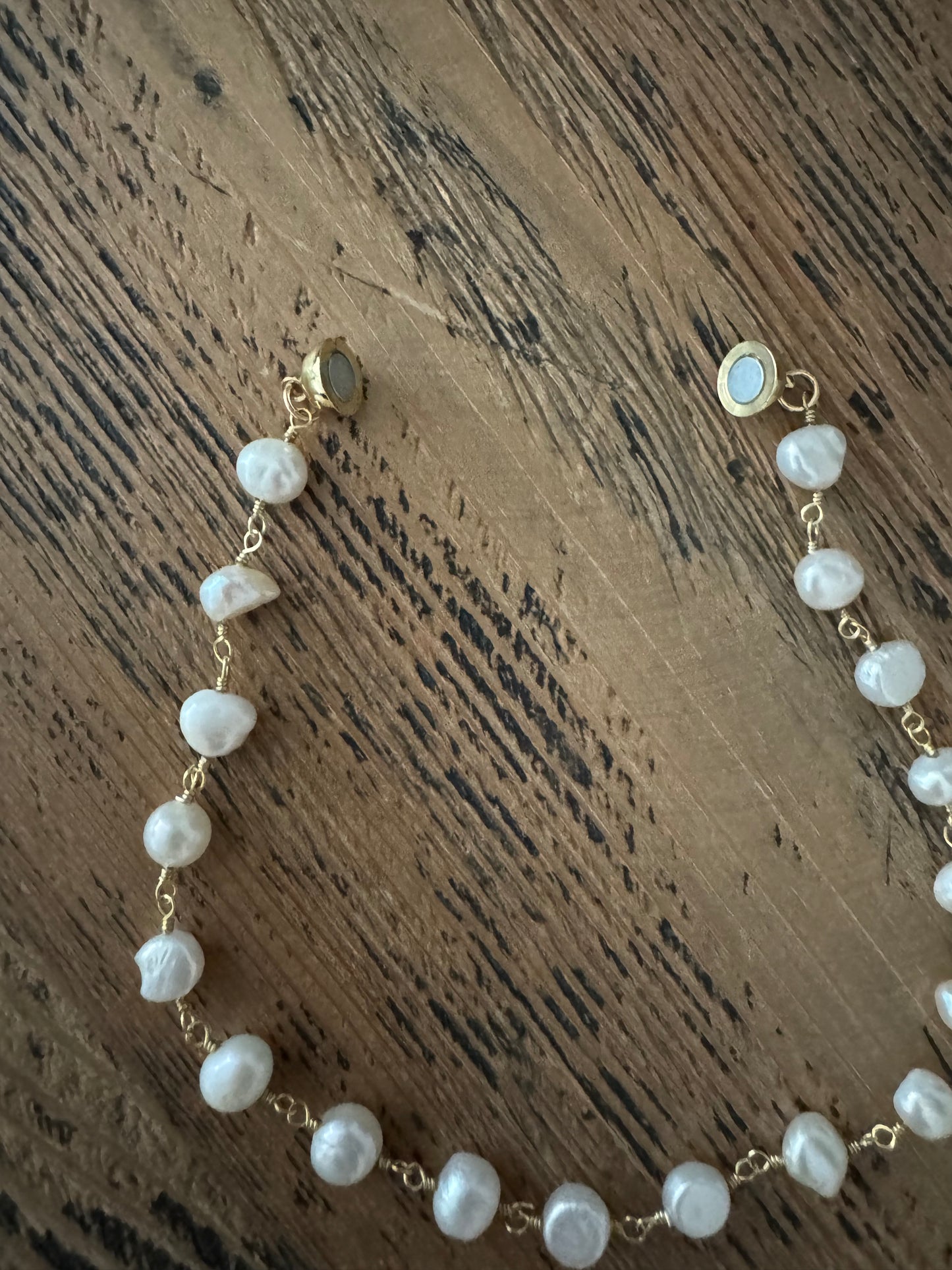 14k gold filled Semi Baroque pearl anklet / bracelet