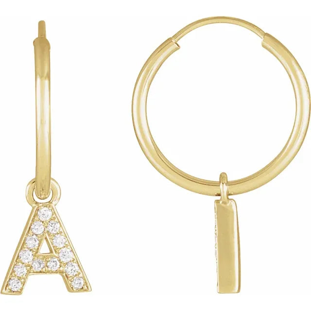 Diamond initial hoop earrings