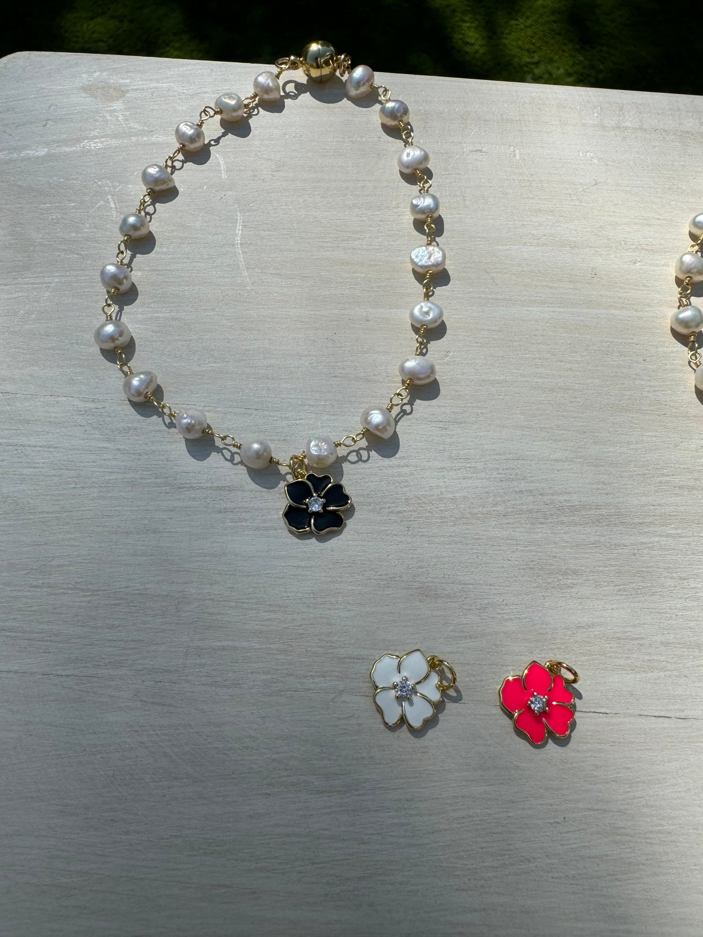 14k gold filled Semi Baroque pearl anklet / bracelet