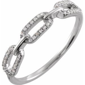 1/6 CTW Diamond Chain Link Ring in Sterling silver, gold chain link ring, rose gold chain link ring