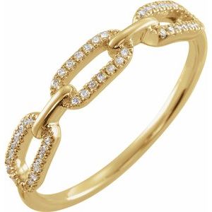 1/6 CTW Diamond Chain Link Ring in Sterling silver, gold chain link ring, rose gold chain link ring