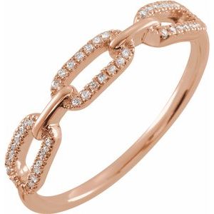1/6 CTW Diamond Chain Link Ring in Sterling silver, gold chain link ring, rose gold chain link ring
