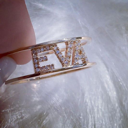 Name diamond ring 14k solid gold