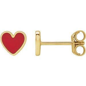 Enamel Heart earring studs