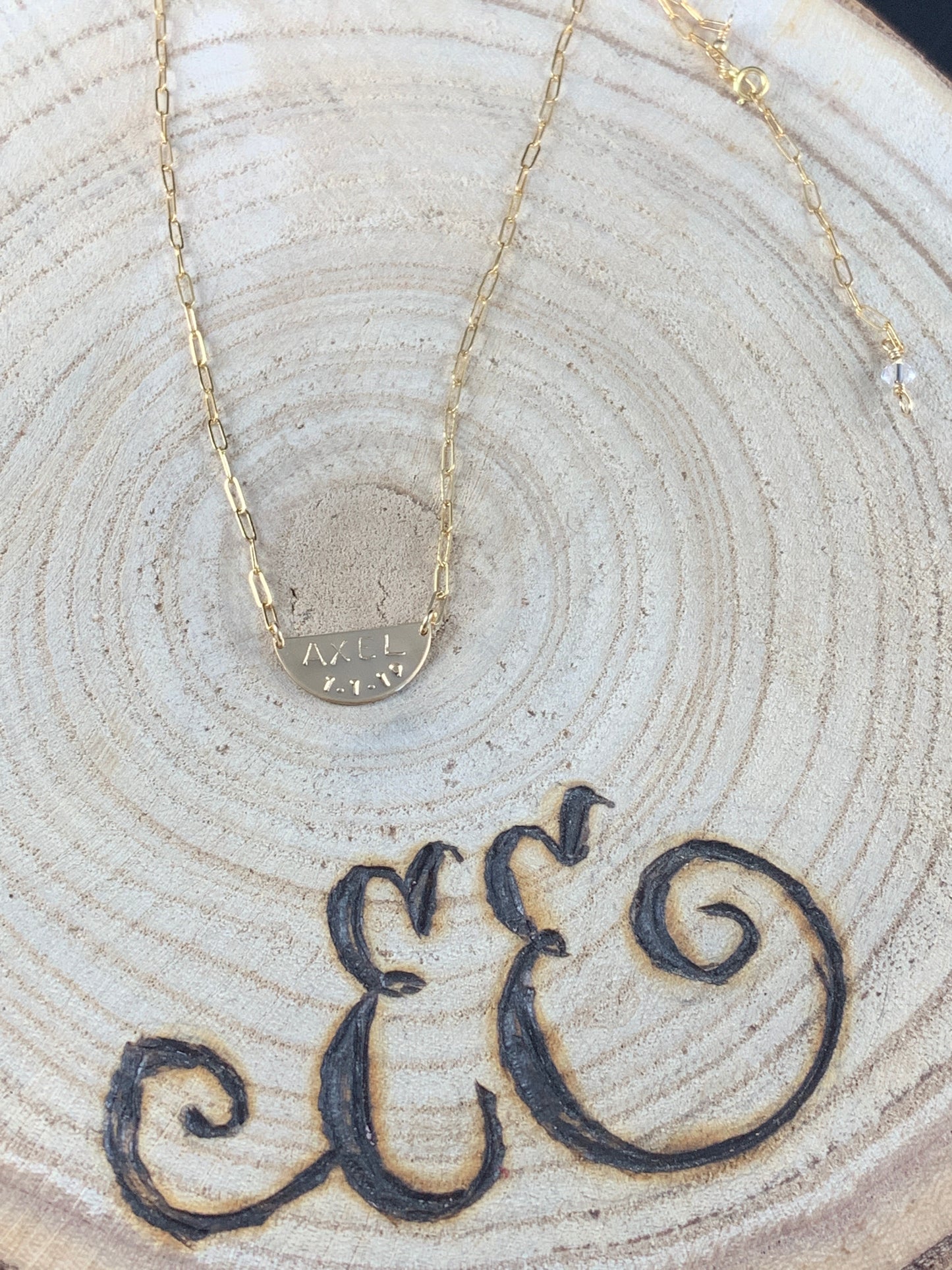 Half moon dainty name necklace, dainty personalized necklace,