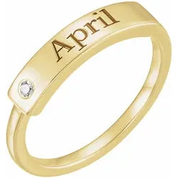 Personalized ring with birthstone, diamond or CZ