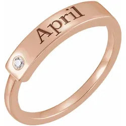 Personalized ring with birthstone, diamond or CZ