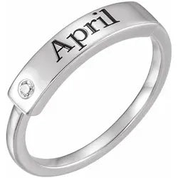 Personalized ring with birthstone, diamond or CZ