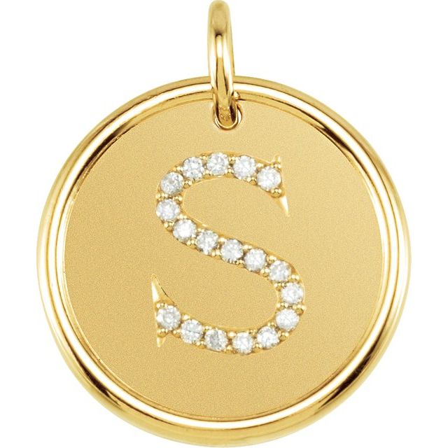 Diamond initial disc necklace