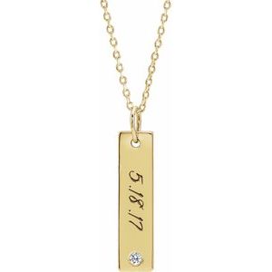 14k gold or Sterling Silver Engravable Bar Pendant