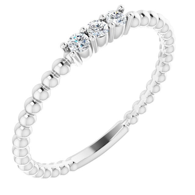 14K Yellow 1/10 CTW Diamond Beaded Ring