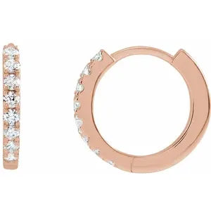 Solid 14K Gold 1/5 CTW  Diamond Hoop Earrings