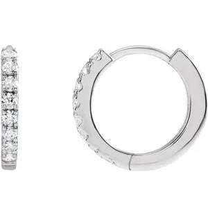 Solid 14K Gold 1/5 CTW  Diamond Hoop Earrings