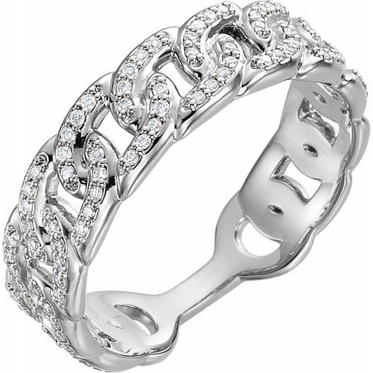 1/4 CTW Diamond Stackable Chain Link Ring