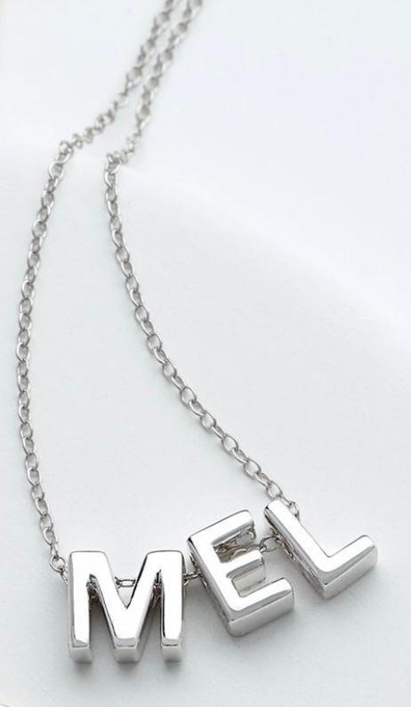 Block Initial  Slide Pendant