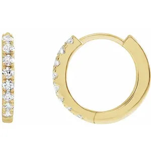 Solid 14K Gold 1/5 CTW  Diamond Hoop Earrings
